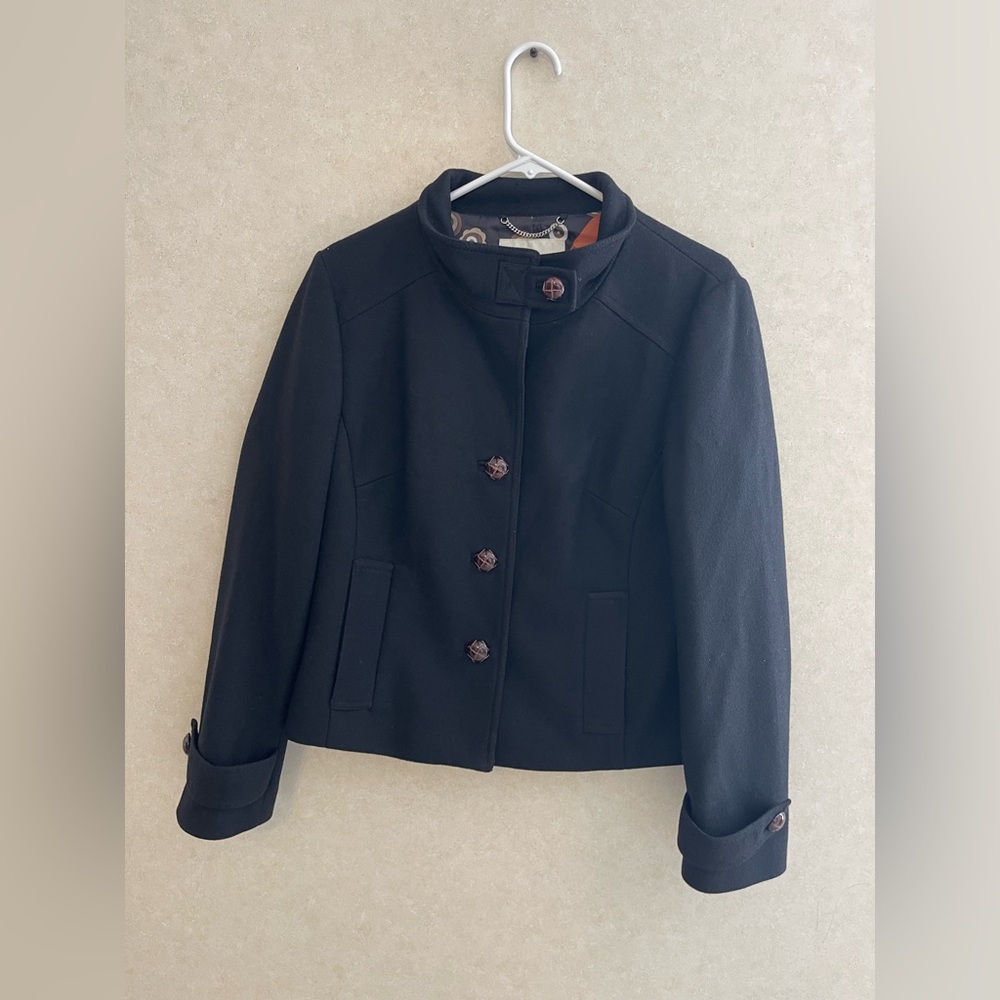 Banana Republic Short Military Style Wool Coat - Mandarin Collar Size L cropped